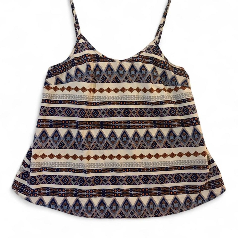 Lishly Curve XL Geometric Aztec Print Tank Top Blue Brown Adjustable Straps